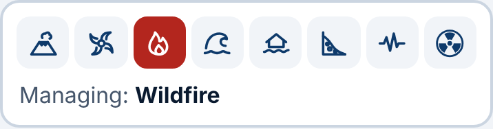 Hazard icon row showing all 8 hazard types